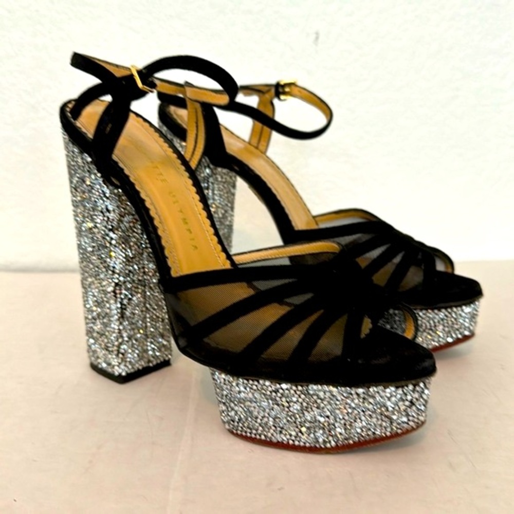 CHARLOTTE OLYMPIA PLATFORM HIGH HEEL SANDALS RHINESTONE STATEMENT GLAMOUR 38
